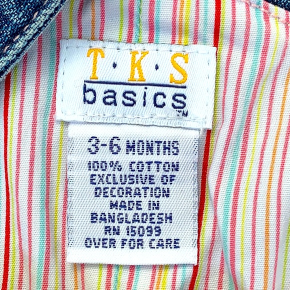 TKS Embroidered Denim Bib Overall Jean Shorts 3-6M - Picture 11 of 11